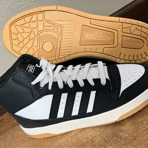 Adidas Unisex Black and White Break start mid  High-Top Sneakers